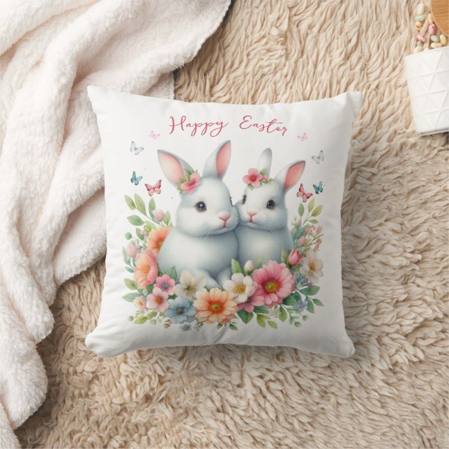 Watercolor Easter Bunny Personalised Cushion (Blanket)