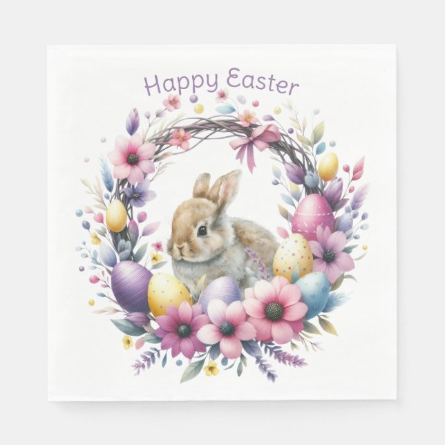 Watercolor Easter Bunny Personalised Napkin (Front)