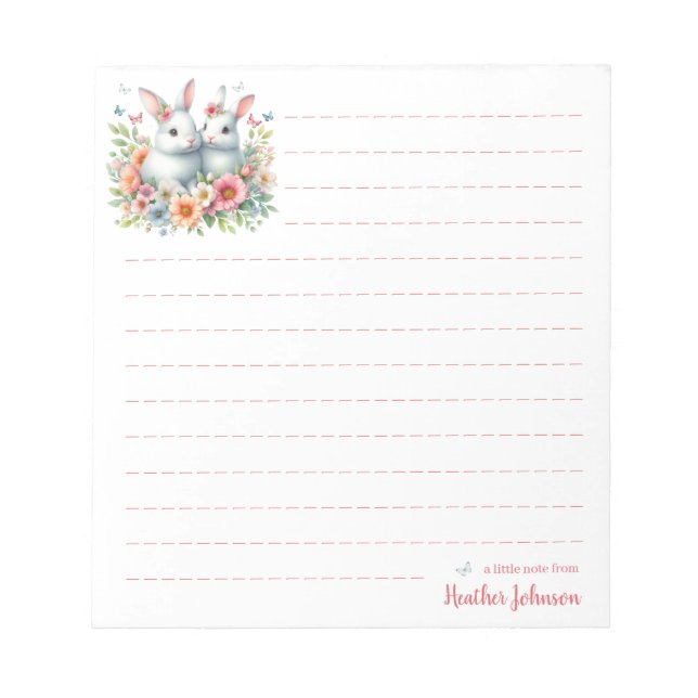 Watercolor Easter Bunny Personalised Notepad (Front)