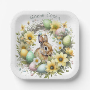 Watercolor Easter Bunny Personalised Paper Plate