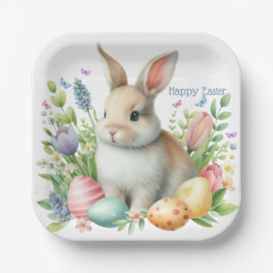 Watercolor Easter Bunny Personalised Paper Plate