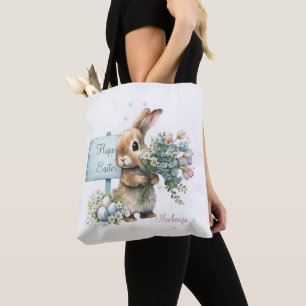 Watercolor Easter Bunny Personalised Tote Bag