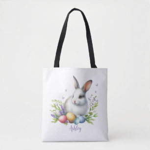 Watercolor Easter Bunny Personalised Tote Bag