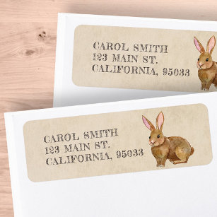Watercolor Easter Bunny Rabbit. Return Address Label