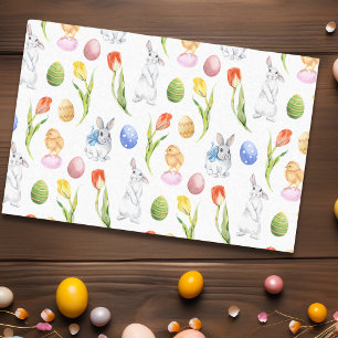 Watercolor Easter Bunny Spring tulip Tissue Paper
