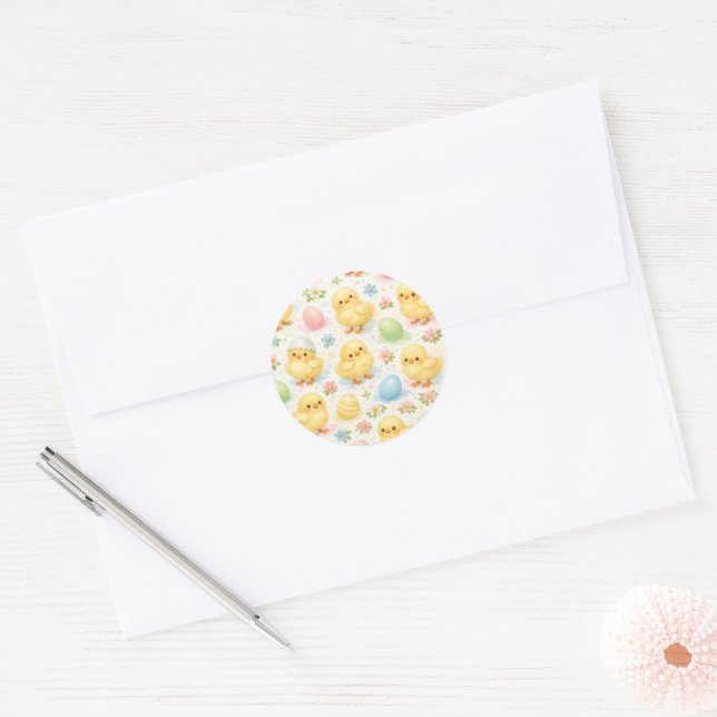 Watercolor Easter Chick & Egg Party Favour Sticker (Envelope)