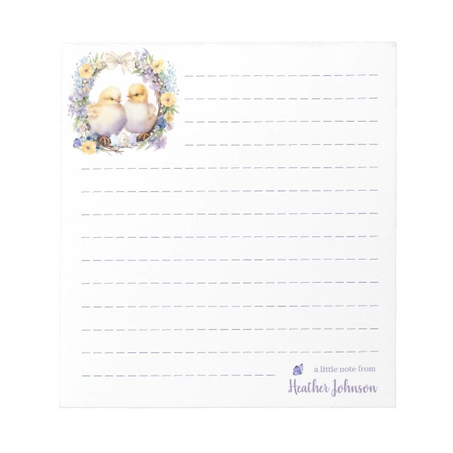 Watercolor Easter Chick Personalised Notepad (Front)