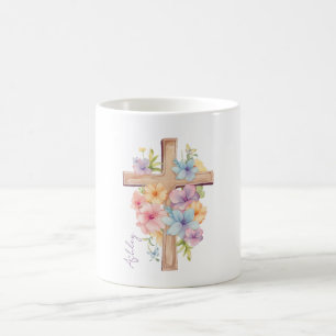 Watercolor Easter Cross Personalised Coffee Mug