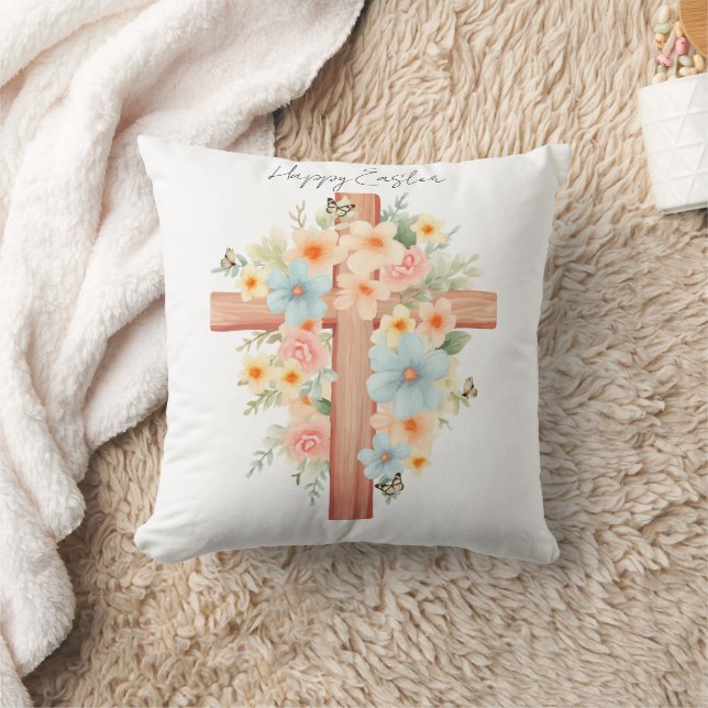 Watercolor Easter Cross Personalised Cushion (Blanket)