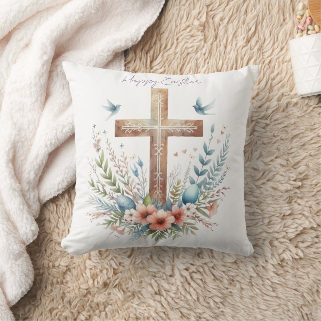 Watercolor Easter Cross Personalised Cushion (Blanket)