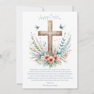 Watercolor Easter Cross Personalised Holiday Card