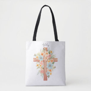 Watercolor Easter Cross Personalised Tote Bag