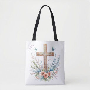 Watercolor Easter Cross Personalised Tote Bag