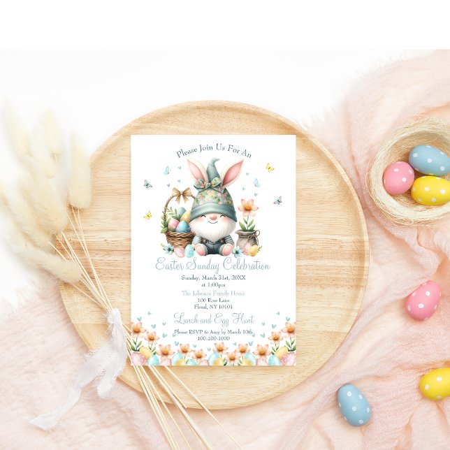 Watercolor Easter Cute Gnome Celebration Invitation (Creator Uploaded)