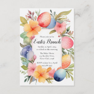 Watercolor Easter Egg and Flower Easter Invitation