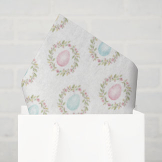 Watercolor Easter Egg Floral Wreath  Tissue Paper