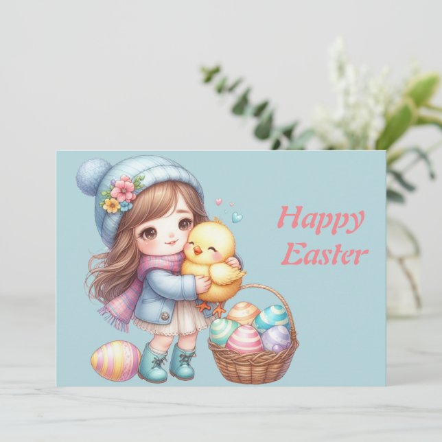 watercolor easter egg  holiday card (Standing Front)