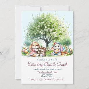 Watercolor Easter Egg Hunt and Brunch Invitation
