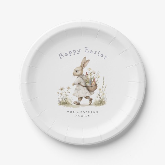 Watercolor Easter Egg Hunt Paper Plate (Front)
