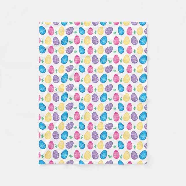 Watercolor Easter Egg Hunt Pattern Fleece Blanket (Front)