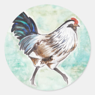 Watercolor Easter Egger Rooster Classic Round Sticker