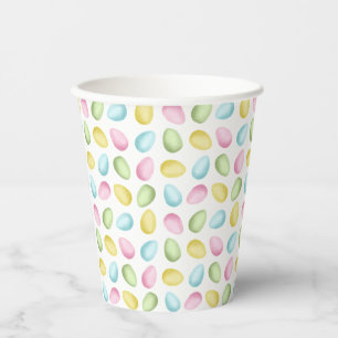 Watercolor Easter Eggs Pattern In Pastel Colors Paper Cups