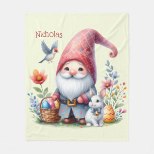 Watercolor Easter Gnome Personalised Fleece Blanket