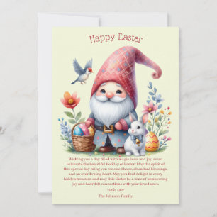 Watercolor Easter Gnome Personalised Holiday Card