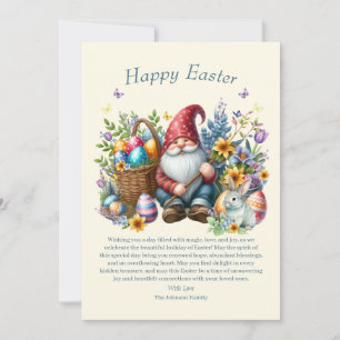 Watercolor Easter Gnome Personalised Holiday Card