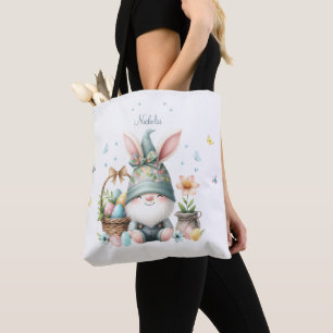 Watercolor Easter Gnome Personalised Tote Bag