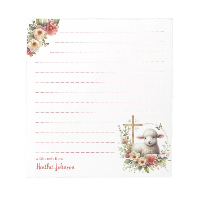Watercolor Easter Lamb Custom Notepad (Front)