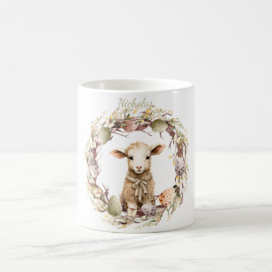 Watercolor Easter Lamb Personalised Coffee Mug