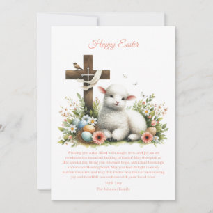 Watercolor Easter Lamb Personalised Holiday Card