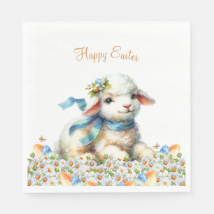 Watercolor Easter Lamb Personalised Napkin
