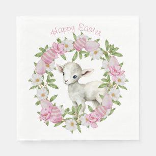 Watercolor Easter Lamb Personalised Napkin