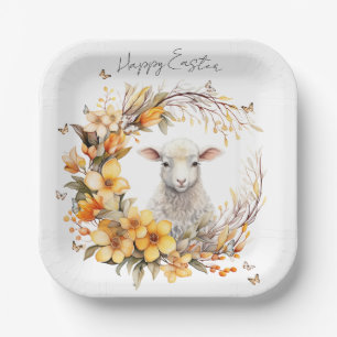 Watercolor Easter Lamb Personalised Paper Plate