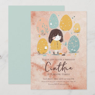 Watercolor Easter Pastel Toddler Girl Birthday  Invitation