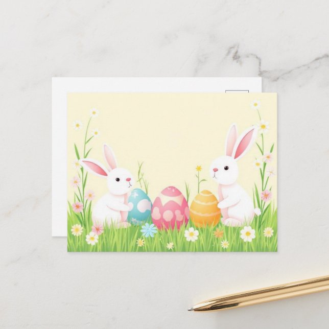watercolor Easter postcard (Front/Back In Situ)
