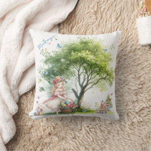 Watercolor Easter Spring Fairy Cushion