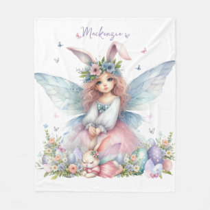 Watercolor Easter Spring Fairy Fleece Blanket