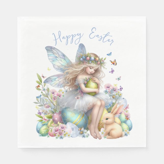 Watercolor Easter Spring Fairy Napkin (Front)