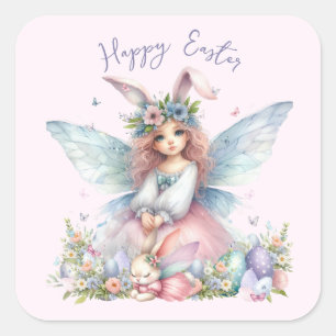Watercolor Easter Spring Fairy Square Sticker