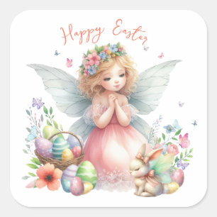Watercolor Easter Spring Fairy Square Sticker