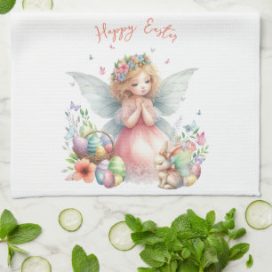 Watercolor Easter Spring Fairy Tea Towel