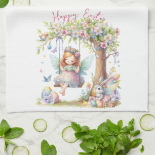 Watercolor Easter Spring Fairy Tea Towel