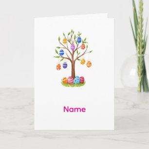 Watercolor Easter Tree with Hanging Decorated Eggs Card