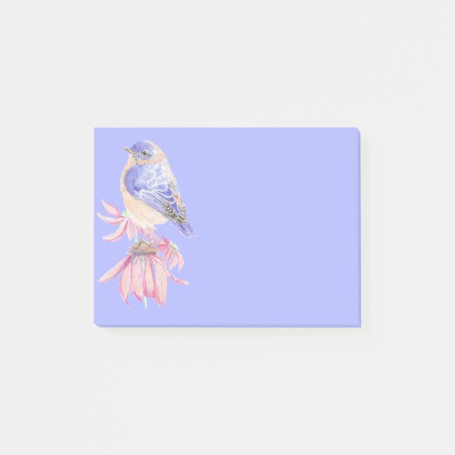 Watercolor Eastern Bluebird Blue Bird Art Post-it Notes (Front)