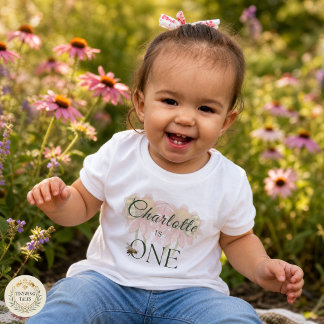 Watercolor Echinacea & Bumblebee 1st Birthday Toddler T-Shirt
