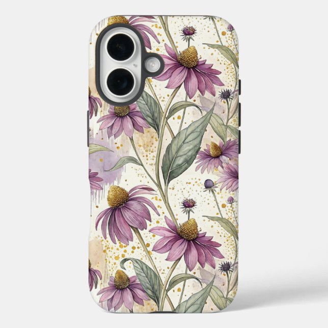 Watercolor Echinacea Purple & Gold  Case-Mate iPhone Case (Back)
