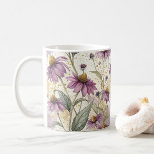 Watercolor Echinacea Purple & Gold Coffee Mug